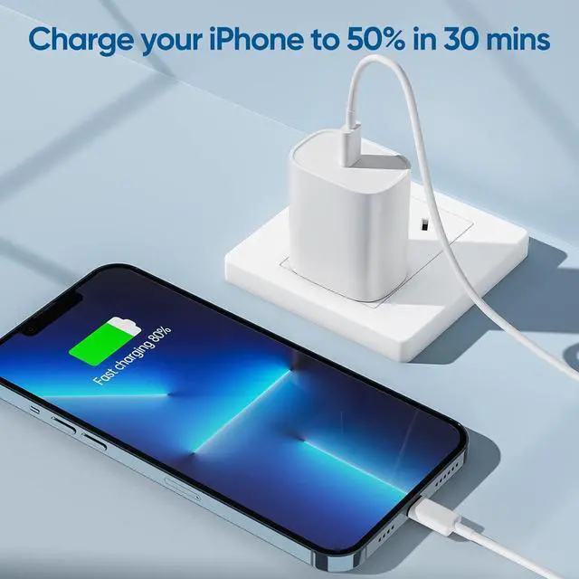 Alt view image 3 of 6 - i Phone 14 13 12 Charger 10 FT Long USB C to Lightning Cable [MFi Certified] with 20W Type C Fast Charging Block & Cord for iPhone 14 Pro Max/14 Pro/14 Plus/14/13 12 11 Pro Max Mini, iPad 2Pack