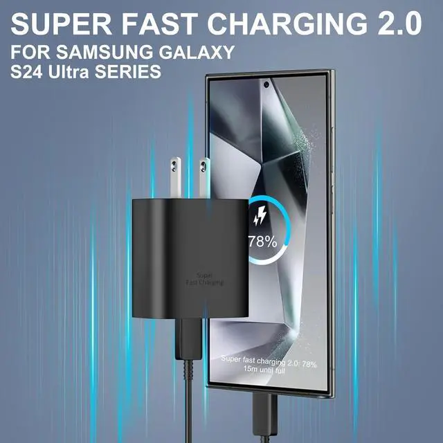 Alt view image 2 of 6 - 45W USB-C Super Fast Charger Type C Wall Charger Block with 12FT USB C Charging Cable Cord Android Phone Charger for Samsung Galaxy S24 Ultra/S24/S24+/S23 Ultra/S23/S23+/S22 Ultra/S20/S21, 2Pack