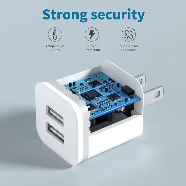 Alt view image 5 of 5 - USB Wall Charger, 5-Pack 2.1A/5V Dual Port USB Cube Power Adapter Charger Plug Charging Block Replacement for iPhone Xs/XR/X, 8/7/6 Plus, Samsung, HTC, LG, Moto, Android Phones