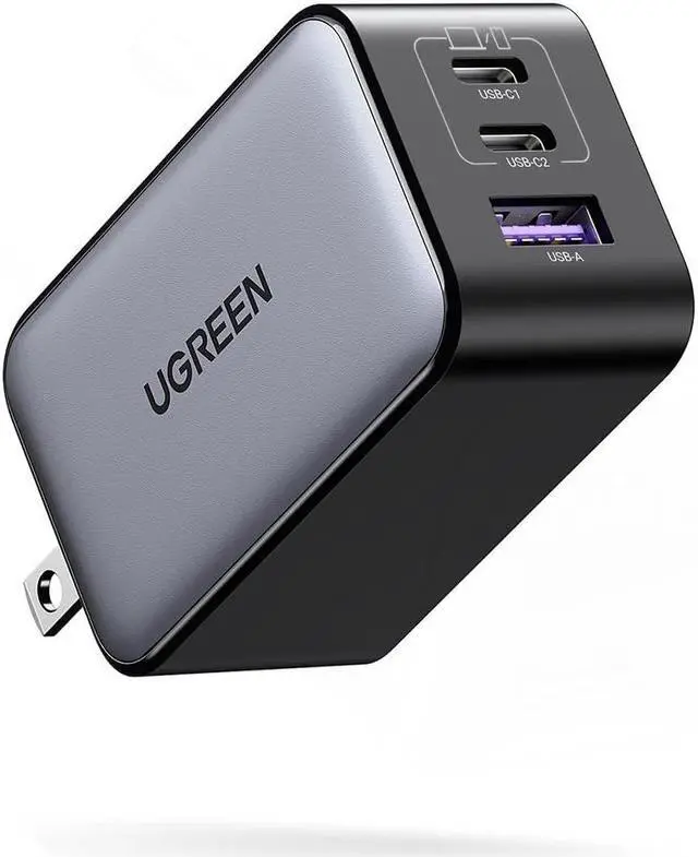 Main image of UGREEN 65W USB C Charger, Nexode 3 Ports GaN Fast Charger Block, Compact Foldable Wall Charger for MacBook Pro/Air, iPhone 15 Pro Max/14/13, iPad Pro, Galaxy S24/S23, Pixel 8, Steam Deck (Black)