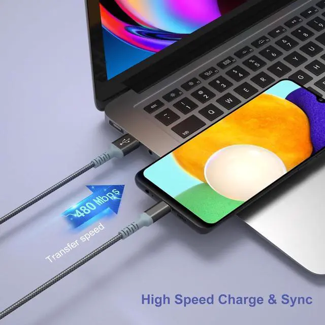 Alt view image 6 of 7 - Adaptive Fast Charging Wall Charger with USB C Cable 10Ft, Excgood Fast Charger Power Adapter USB Type C Cable Fast Charging Compatible with Galaxy S23 S22 S21 S8 S9 S10 A13 A14 A03s-Black