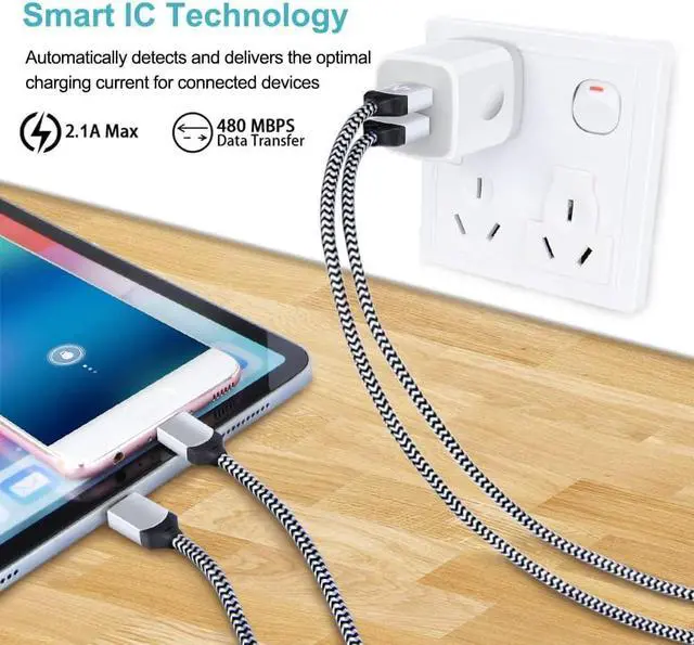 Alt view image 4 of 7 - Charger Block, USB Wall Charger, Double USB Fast Charging Cube Block charger Box, 2.1A Phone CHARGER Power Adapter 3Pack for iPhone 16 15 14 13 12 11 Pro Max XS XR X 8 7 6 Samsung Galaxy S25 Ultra A16