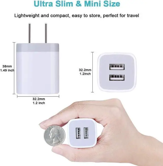Alt view image 5 of 7 - Charger Block, USB Wall Charger, Double USB Fast Charging Cube Block charger Box, 2.1A Phone CHARGER Power Adapter 3Pack for iPhone 16 15 14 13 12 11 Pro Max XS XR X 8 7 6 Samsung Galaxy S25 Ultra A16