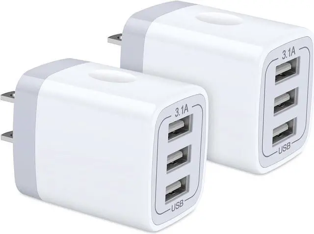 Main image of USB Wall Charger, Hootek 2Pack Wall Plug 3-Port USB Charging Station 3.1A Power Adapter Multi Port Quick Charger Block Cube for iPhone 16 15 14 13 12 11 Pro XS MAX 8 Plus, iPad, Samsung Galaxy S24 S23