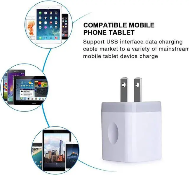 Alt view image 4 of 7 - Charger Block, USB Wall Charger, 3Pack Dual Port 2.1Amp Fast Charger Brick Base Adapter Charging Cube Plug Box Compatible iPhone 15 14 13 12 X 6 6S 7 8 Plus, iPad, Samsung, Android