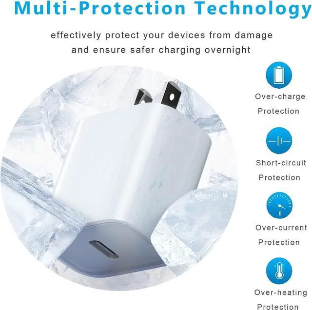 Alt view image 6 of 7 - iPhone 15 Fast Charger Block, USB Type C Wall Charger 2Pack 20W PD Charging Brick Power Adapter Plug Box for Apple iPhone 15 Pro Max/15 Plus/iPhone 14 Pro Max/14 Plus/13 Pro/12 Pro/Mini/iPad