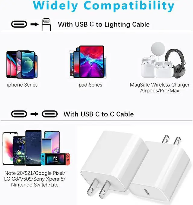 Alt view image 7 of 7 - iPhone 15 Fast Charger Block, USB Type C Wall Charger 2Pack 20W PD Charging Brick Power Adapter Plug Box for Apple iPhone 15 Pro Max/15 Plus/iPhone 14 Pro Max/14 Plus/13 Pro/12 Pro/Mini/iPad