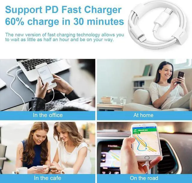 Alt view image 6 of 7 - iPhone Fast Charger 3+3Pack 20W USB C Wall Charger with 6FT Fast Charging Cable Compatible with iPhone 14/13/12/11/Pro/Pro Max