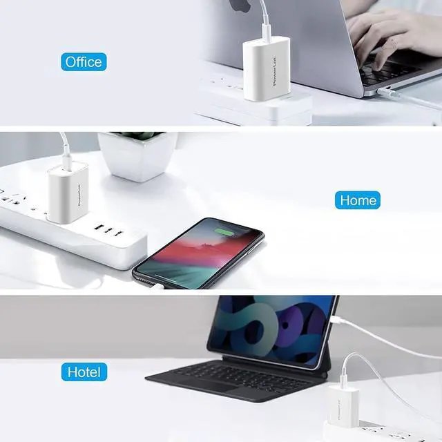 Alt view image 5 of 6 - USB C Charger Block, PowerLot 20W USB C Power Adapter PD USBC Wall Charger Fast Charger for iPhone 15/15 Pro/ 15 Pro Max/ 15 Plus/ 14/13/ 12/11/ Xs Max/XR/X, iPad Pro, AirPods Pro, iWatch Series