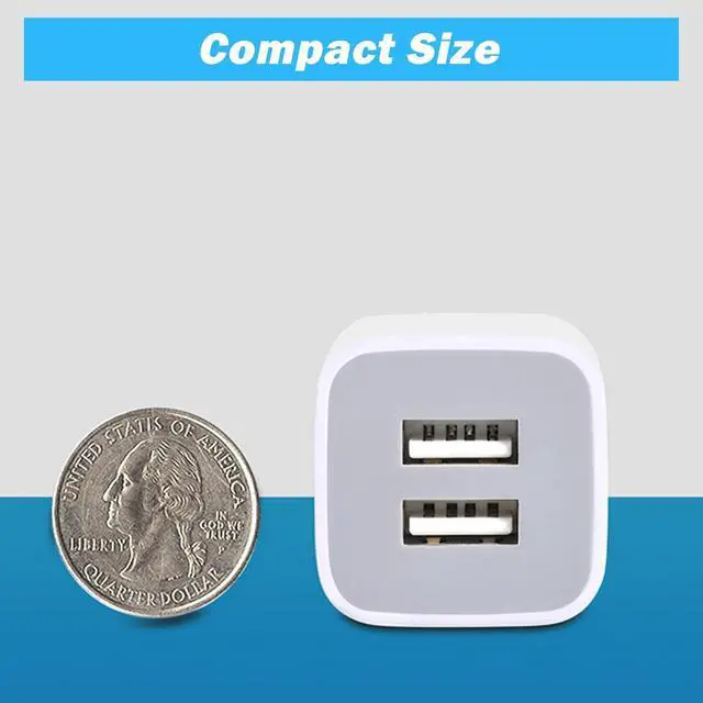 Alt view image 4 of 7 - USB Wall Charger 4-Pack 2.1A Dual Port USB Cube Power Adapter Charger Plug Charging Blocks Brick for iPhone 16e/16/15/14/13/12/11/XS/X/8/7/6 Plus Watch Series/Ultra Galaxy Moto Android