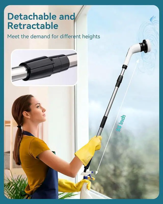 Alt view image 2 of 7 - Electric Spin Scrubber for Cleaning Bathroom: Cordless Power Shower Scrubber - Electric Cleaning Brush for Tile Tub