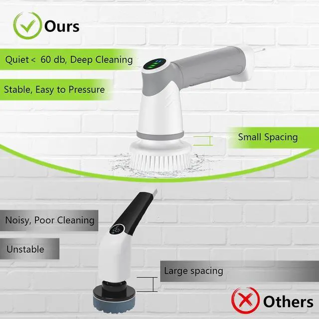 Alt view image 6 of 7 - DAESUNG Electric Spin Scrubber, 2024 New Electric Scrubber for Bathroom,6 Replaceable Heads, LED Display, Handheld Spin Scrubber, Power Shower Scrubber for Cleaning Tile/Grout/Tub/Stove/Car/Windows