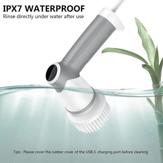 Alt view image 7 of 7 - DAESUNG Electric Spin Scrubber, 2024 New Electric Scrubber for Bathroom,6 Replaceable Heads, LED Display, Handheld Spin Scrubber, Power Shower Scrubber for Cleaning Tile/Grout/Tub/Stove/Car/Windows