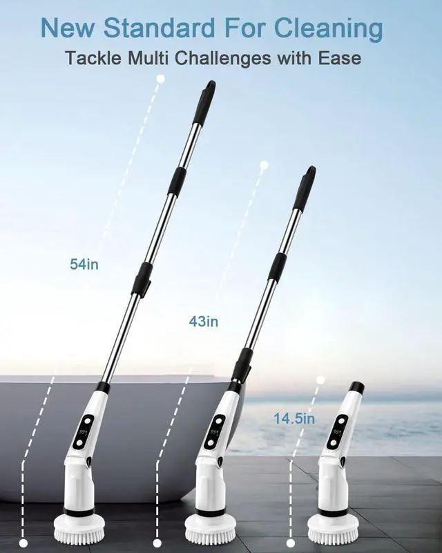 Alt view image 5 of 6 - IEZFIX Electric Spin Scrubber, Bathroom Scrubber Electric Shower Scrubber for Cleaning Tub/Tile/Floor/Sink/WindowPower Scrubber X03 Turbo Cordless with 8 Cleaning Brush Heads,3 Speeds Up to 450RPM