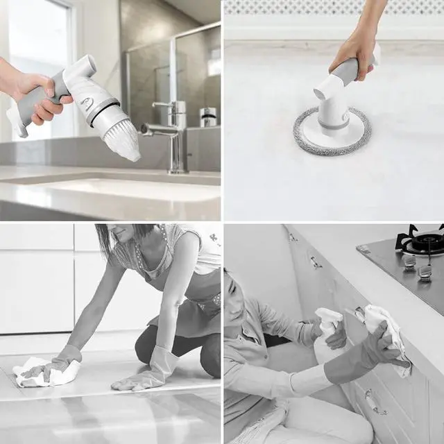 Alt view image 2 of 7 - IEZFIX Electric Spin Scrubber, Bathroom Scrubber Rechargeable Shower Scrubber for Cleaning Tub/Tile/Floor/Sink/WindowPower Scrubber Cordless with 4 Replaceable Cleaning Brush Heads
