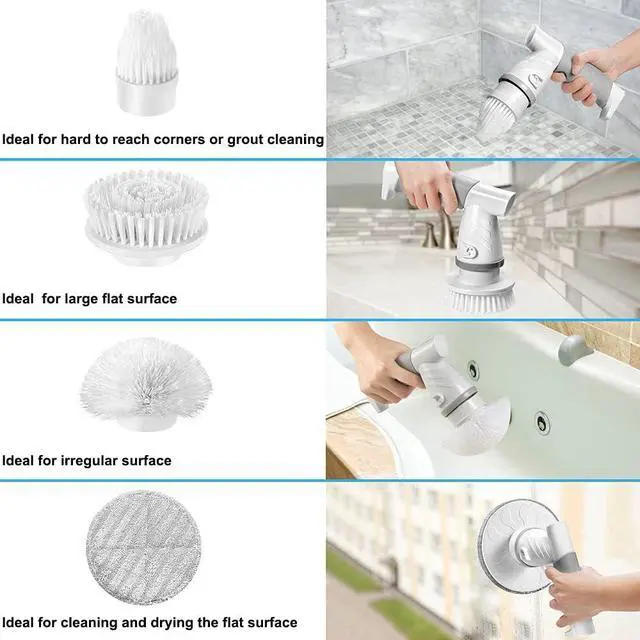 Alt view image 3 of 7 - IEZFIX Electric Spin Scrubber, Bathroom Scrubber Rechargeable Shower Scrubber for Cleaning Tub/Tile/Floor/Sink/WindowPower Scrubber Cordless with 4 Replaceable Cleaning Brush Heads