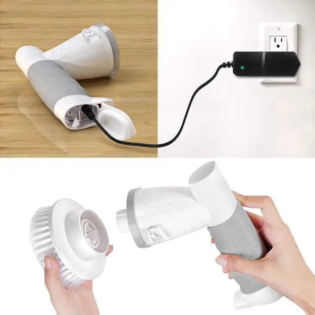 Alt view image 4 of 7 - IEZFIX Electric Spin Scrubber, Bathroom Scrubber Rechargeable Shower Scrubber for Cleaning Tub/Tile/Floor/Sink/WindowPower Scrubber Cordless with 4 Replaceable Cleaning Brush Heads