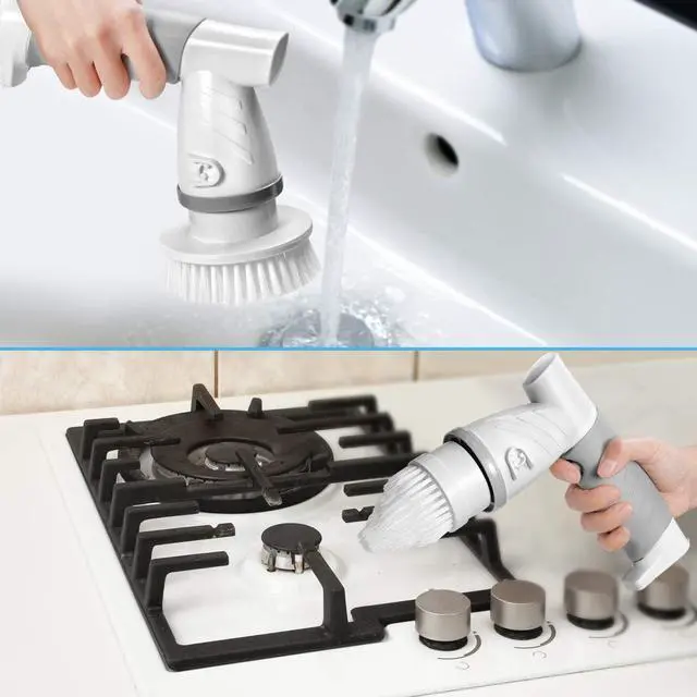 Alt view image 5 of 7 - IEZFIX Electric Spin Scrubber, Bathroom Scrubber Rechargeable Shower Scrubber for Cleaning Tub/Tile/Floor/Sink/WindowPower Scrubber Cordless with 4 Replaceable Cleaning Brush Heads