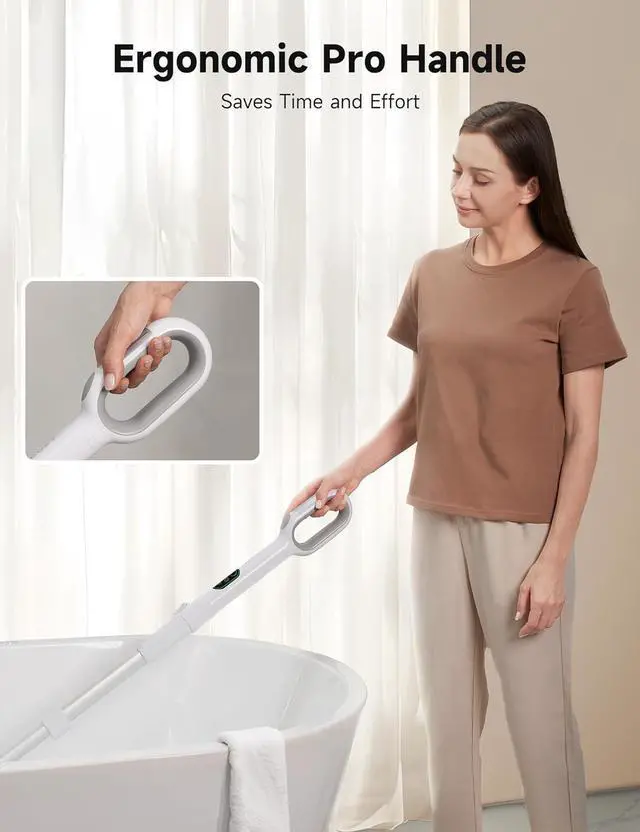 Alt view image 6 of 7 - HiCOZY Electric Spin Scrubber HS1 Pro, Shower Scrubber with 2024 New Upgraded Voice Prompt LED Smart Display, Cleaning Brush with 4 Adjustable Speeds, 6 Replaceable Brush Heads Light White