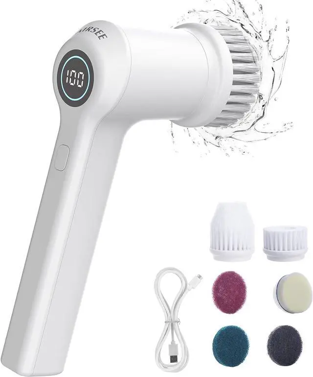 Main image of AIRSEE Electric Spin Scrubber for Bathroom Bathtub, Cordless Power Spinning Scrub Brush, Handheld Shower Cleaner Brush with 6 Replaceable Brush Heads for Tile, Tub, Dish, Sink