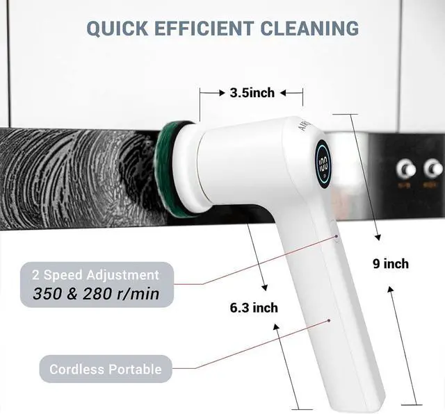 Alt view image 6 of 7 - AIRSEE Electric Spin Scrubber for Bathroom Bathtub, Cordless Power Spinning Scrub Brush, Handheld Shower Cleaner Brush with 6 Replaceable Brush Heads for Tile, Tub, Dish, Sink