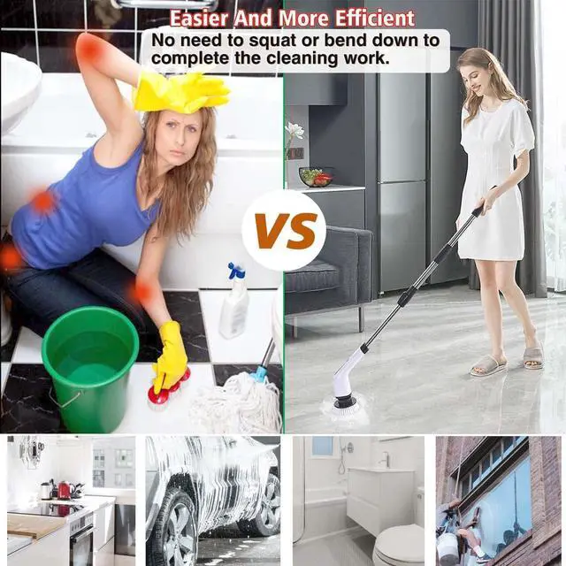 Alt view image 2 of 7 - MGLSDeet Electric Spin Scrubber Rechargeable Cleaning Brush with 7 Replaceable Brush Heads, Cordless and Portable Power Scrubber, Electric Bathroom Scrubber for Cleaning Tile, Window, Floor, Tub, Car