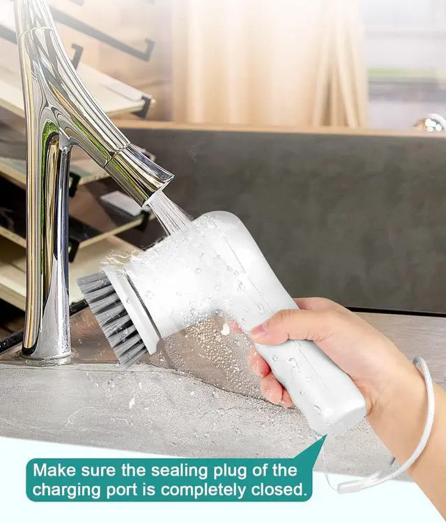 Alt view image 4 of 7 - Electric Spin Scrubber,GRUTTI Power Scrubber Cordless Electric Shower Scrubber with Digital Display and 5 Replaceable Heads, 2 Adjustable Speeds,Cleaning Brush for Bathtub, Floor, Tile, Window