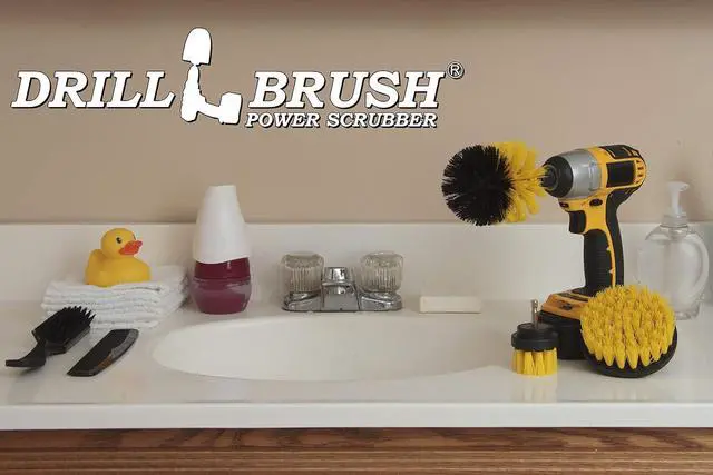 Alt view image 6 of 7 - Drill Brush Attachment - Bathroom Surfaces Tub, Shower, Tile and Grout All Purpose Power Scrubber Cleaning Kit Grout Drill Brush Set  Drill Brushes by Drill Brush Power Scrubber by Useful Products