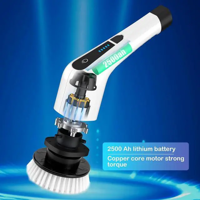 Alt view image 6 of 6 - Electric Spin Scrubber, Electric Bathroom Cleaning Brush, LHPY Upgraded Version with 7 Replacement Brush Heads and Extension Handle, Suitable for Cleaning Walls, Floors, bathrooms, Kitchens, Cars