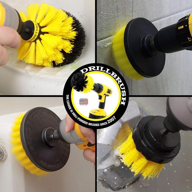 Alt view image 2 of 6 - Drillbrush Shower Scrubber Cleaning Brush Set - Nylon Power Brush Tile and Grout Bathroom Cleaning Scrub Brush Kit - Power Scrubber Drill Brush Kit - Power Brush Drill Attachment Cleaning Scrubber