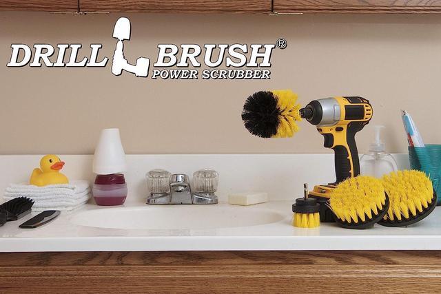 Alt view image 6 of 6 - Drillbrush Shower Scrubber Cleaning Brush Set - Nylon Power Brush Tile and Grout Bathroom Cleaning Scrub Brush Kit - Power Scrubber Drill Brush Kit - Power Brush Drill Attachment Cleaning Scrubber