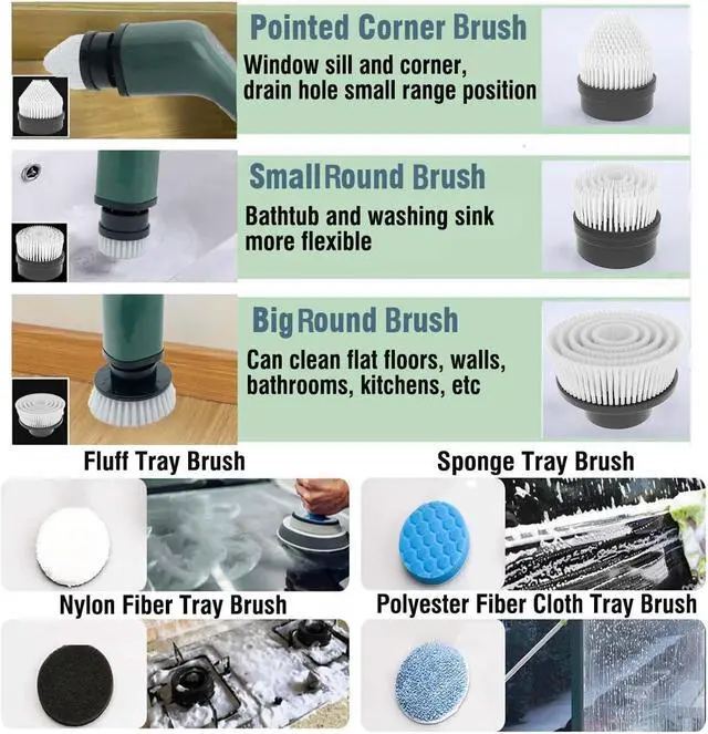 Alt view image 3 of 7 - MGLSDeet Electric Spin Scrubber, Rechargeable Portable Electric Bathroom Cleaning Brush, 7 Replaceable Cleaning Brush Heads for Kitchen, Tile, Sink, Window, Floor, Tub, Grout