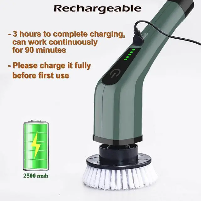 Alt view image 5 of 7 - MGLSDeet Electric Spin Scrubber, Rechargeable Portable Electric Bathroom Cleaning Brush, 7 Replaceable Cleaning Brush Heads for Kitchen, Tile, Sink, Window, Floor, Tub, Grout