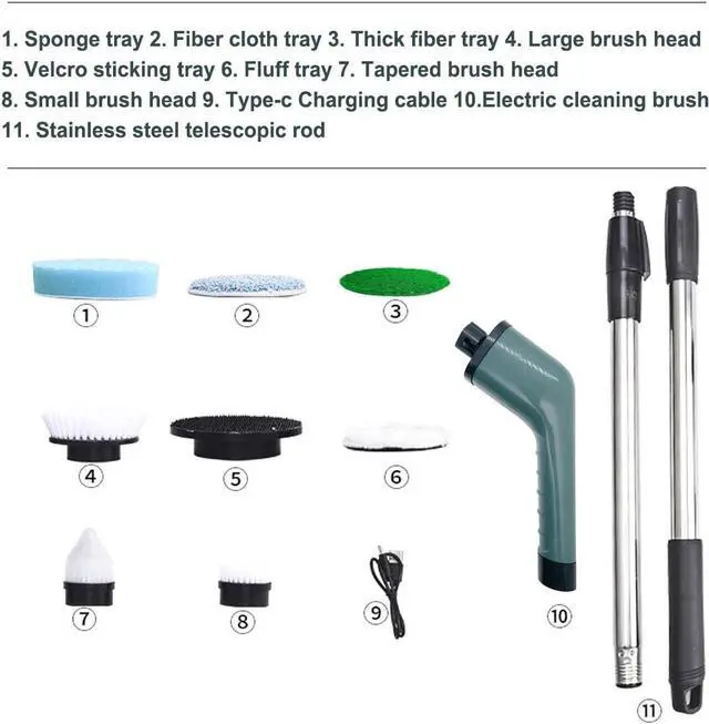 Alt view image 7 of 7 - MGLSDeet Electric Spin Scrubber, Rechargeable Portable Electric Bathroom Cleaning Brush, 7 Replaceable Cleaning Brush Heads for Kitchen, Tile, Sink, Window, Floor, Tub, Grout