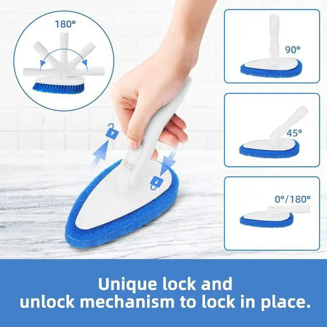 Alt view image 4 of 7 - Qaestfy Shower Scrubber Cleaning Brush Combo Bath Tub Tile Cleaner Scrubber Brush with 51'' Adjustable Long Handle Scrub Brush for Bathroom Shower Bathtub Wall Mop Cleaning Scrubbing