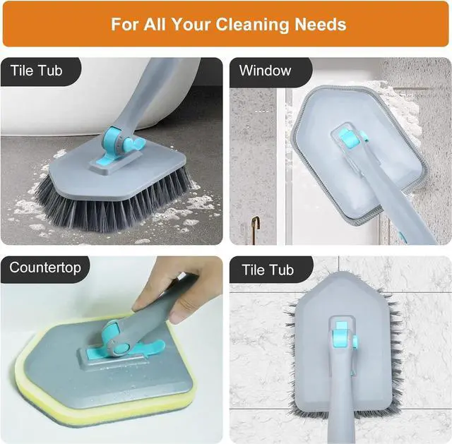 Alt view image 6 of 6 - MOSEN Replacement Head Scrubber Pad for Tub Tile Scrubber Brush - Include 2 Scouring Pad and 2 Microfiber Pad