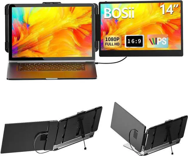 Main image of Laptop Screen Extender Monitor - 14 Inch Portable IPS FHD 1080P HDMI/USB-A/Type-C Extended Monitor for Laptops (Maximum Length: 15.74") Compatible with Windows Mac Travel Gaming Work