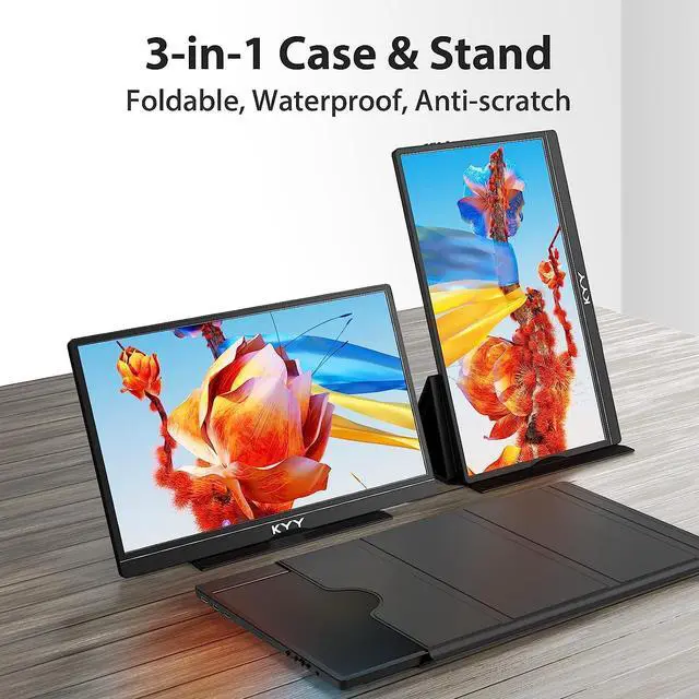 Alt view image 4 of 7 - Portable Monitor Latest 15.6'' FHD 1080P USB-C HDMI Laptop Monitor w/Smart Cover Bag & Dual Speakers, External HDR Computer Screen, Travel Gaming Monitor for PC MAC Phone Xbox PS4/5 Switch