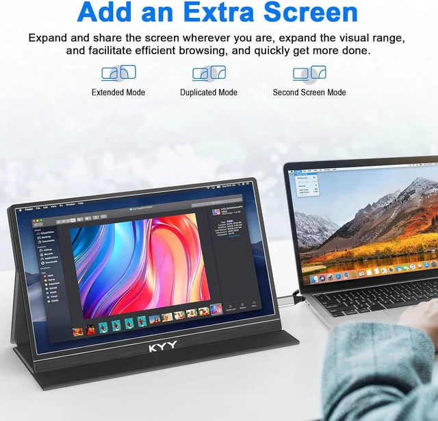 Alt view image 2 of 7 - 14" 1080P Portable Laptop Monitor Travel Computer Screen with VESA Mount