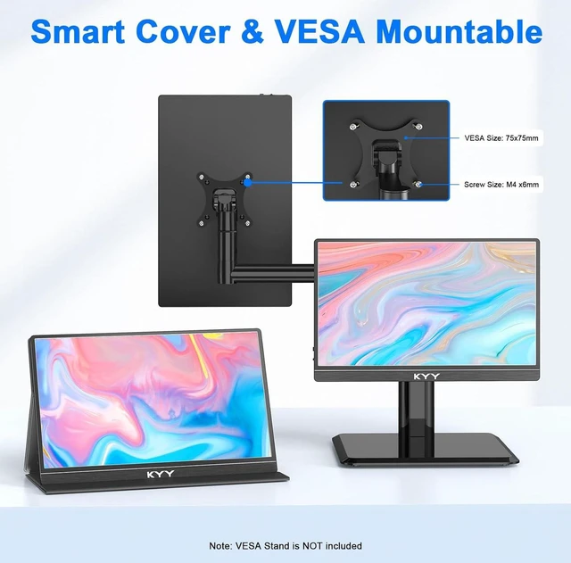 Alt view image 4 of 7 - 14" 1080P Portable Laptop Monitor Travel Computer Screen with VESA Mount