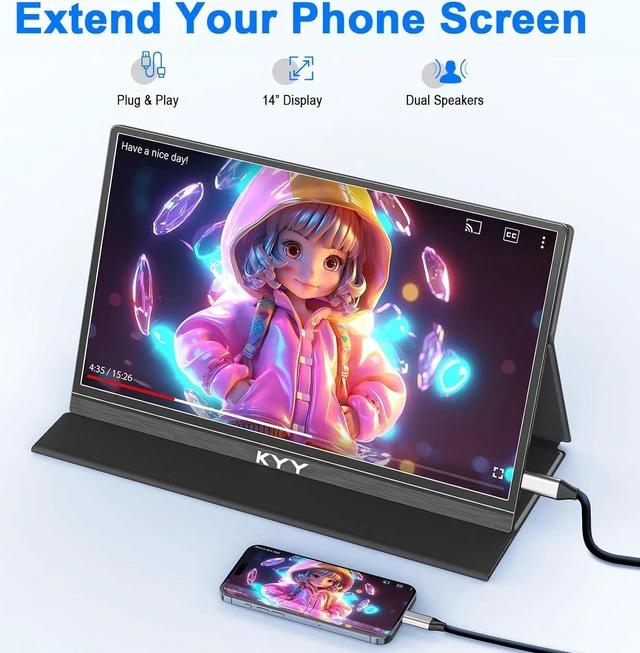 Alt view image 7 of 7 - 14" 1080P Portable Laptop Monitor Travel Computer Screen with VESA Mount