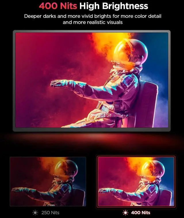 Alt view image 4 of 7 - 2K 120Hz Portable Gaming Monitor, 16" 2560x1600 QHD Portable Monitor HDR FreeSync Laptop Monitor w/VESA & Smart Case Matte IPS Eye Care External Second Screen for PC Phone Game Console