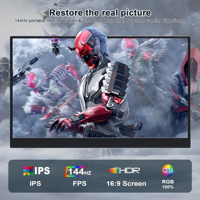 Alt view image 5 of 7 - 17.3" 144Hz 1080P FHD Portable Gaming Monitor USB-C/HDMI, HDR IPS, Laptop Screen Extender with Smart Cover & Speakers for PC, Mac, Phone, PS3/4/5 & Xbox