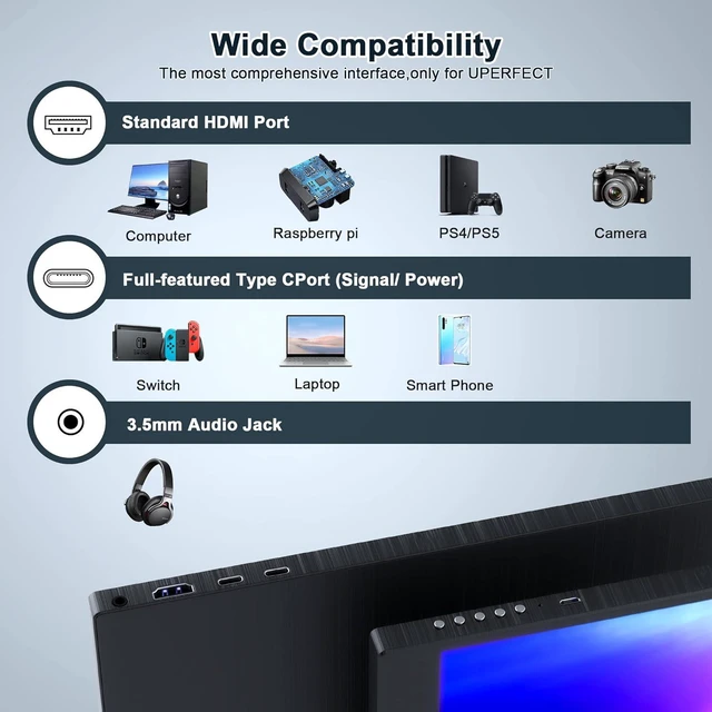 Alt view image 6 of 7 - 17.3" 144Hz 1080P FHD Portable Gaming Monitor USB-C/HDMI, HDR IPS, Laptop Screen Extender with Smart Cover & Speakers for PC, Mac, Phone, PS3/4/5 & Xbox