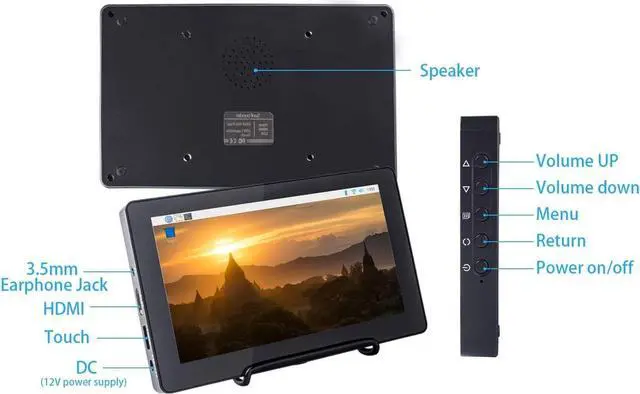 Alt view image 3 of 7 - 7 Inch Touchscreen for  5 Capacitive Screen IPS Monitor LCD Display Supports HDMI USB-C for  5 4B 3B+ 2 Model B Windows with Bracket