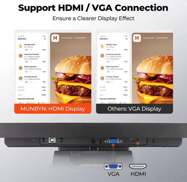 Alt view image 2 of 7 - 15.6-inch POS-Touchscreen-Monitor PT02, Backlit LED Multi-Touch-Screen-Monitor, HDMI/VGA Capacitive Screen Display True Flat Seamless for Retail Restaurant, Bar, Gym, Office, No Driver Required