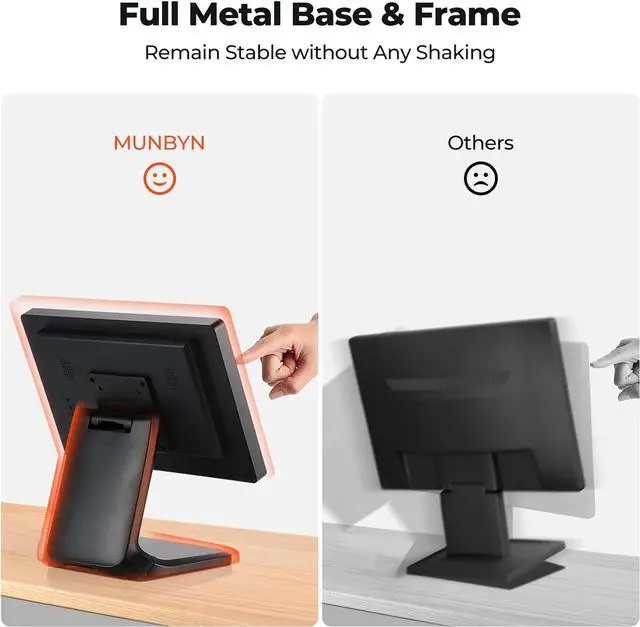 Alt view image 6 of 7 - 15.6-inch POS-Touchscreen-Monitor PT02, Backlit LED Multi-Touch-Screen-Monitor, HDMI/VGA Capacitive Screen Display True Flat Seamless for Retail Restaurant, Bar, Gym, Office, No Driver Required