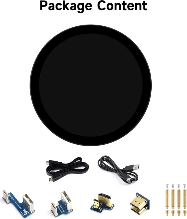 Alt view image 2 of 7 - waveshare 5inch HDMI Round Touch Display, 1080 × 1080 Resolution, IPS, 10-Point Touch, Compatible with Raspberry Pi 5/4B/3B/Zero/Zero W/Zero 2W/Pico/Pico W/Pico WH