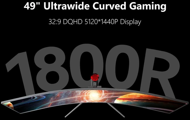 Alt view image 3 of 7 - 49C1R 49" Curved 5K2K 32:9 Ultrawide Gaming Monitor QHD 5120 x 1440P, 120Hz, R1800, 99% sRGB, HDR400, USB Type-C, DisplayPort, HDMI, Built-in Speakers, Height/Tilt Adjustable