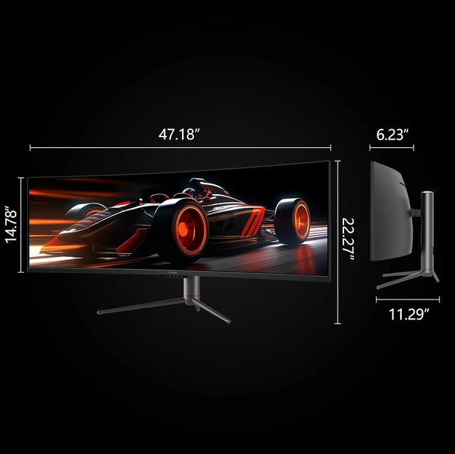 Alt view image 7 of 7 - 49C1R 49" Curved 5K2K 32:9 Ultrawide Gaming Monitor QHD 5120 x 1440P, 120Hz, R1800, 99% sRGB, HDR400, USB Type-C, DisplayPort, HDMI, Built-in Speakers, Height/Tilt Adjustable